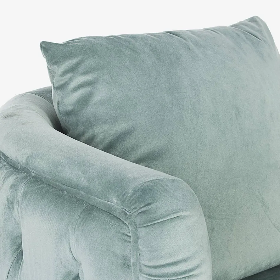 Klassieke fauteuil in gestoffeerd hout met fluwelen effect Homemotion - Nichy Viadurini