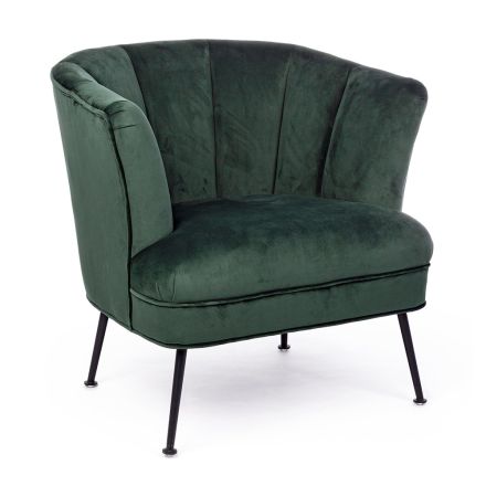 Klassieke fauteuil in grenenhout en grijs of groen fluwelen effect - Sammy Viadurini