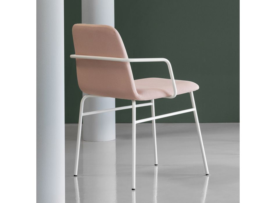 Luxe gekleurde fauteuil van stof met metalen onderstel Made in Italy - Molde Viadurini