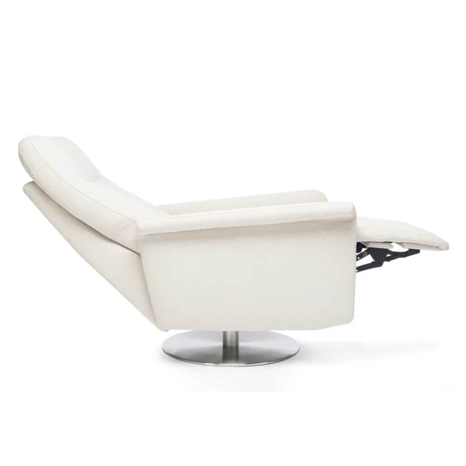 Fauteuil met draaibaar stalen onderstel en voetsteun Made in Italy - Valentina Viadurini