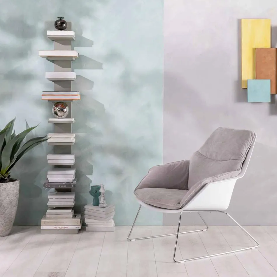 Fauteuil met metalen onderstel, structuur van polypropyleen en stoffen kussens - tablet Viadurini