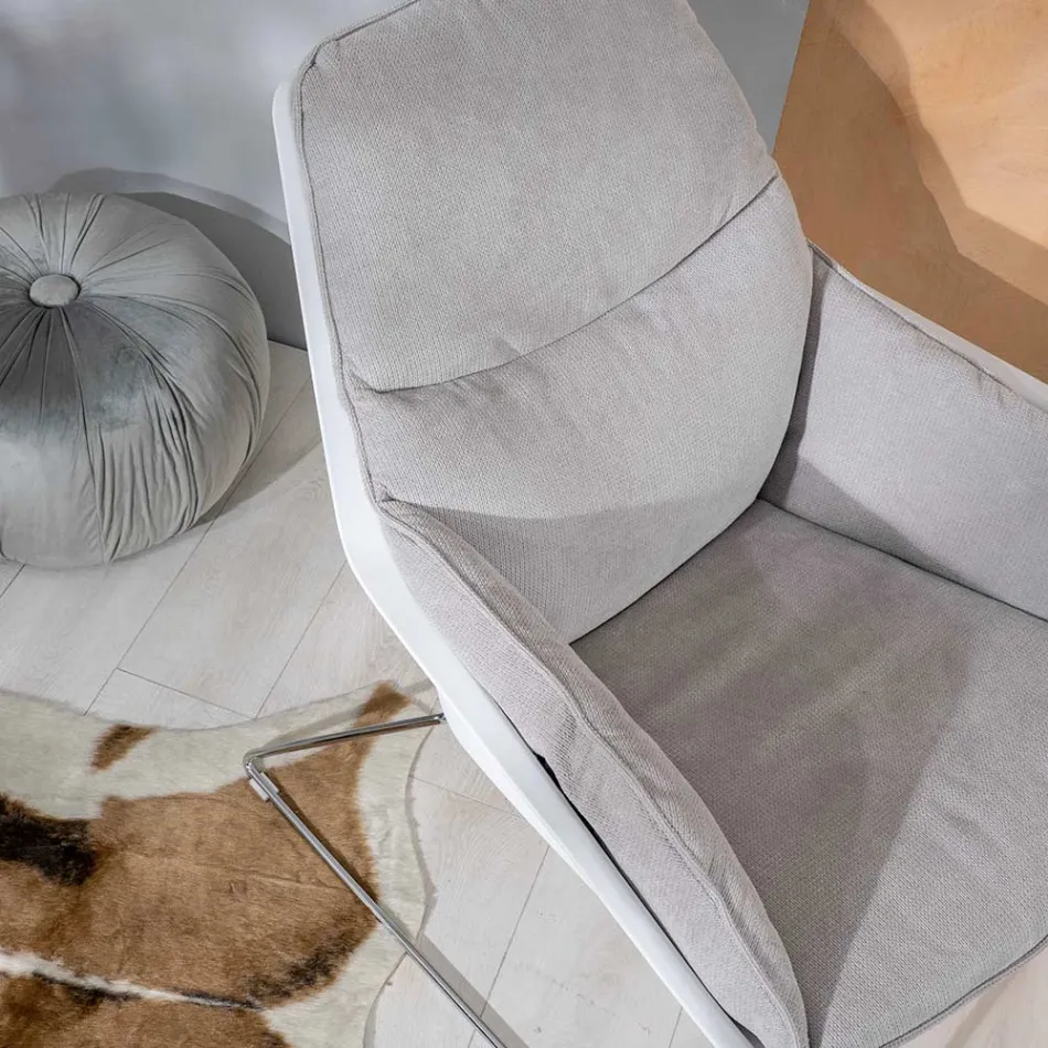 Fauteuil met metalen onderstel, structuur van polypropyleen en stoffen kussens - tablet Viadurini