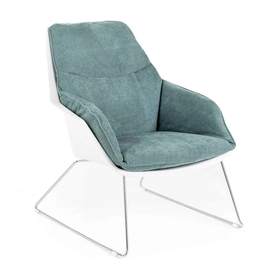 Fauteuil met metalen onderstel, structuur van polypropyleen en stoffen kussens - tablet Viadurini