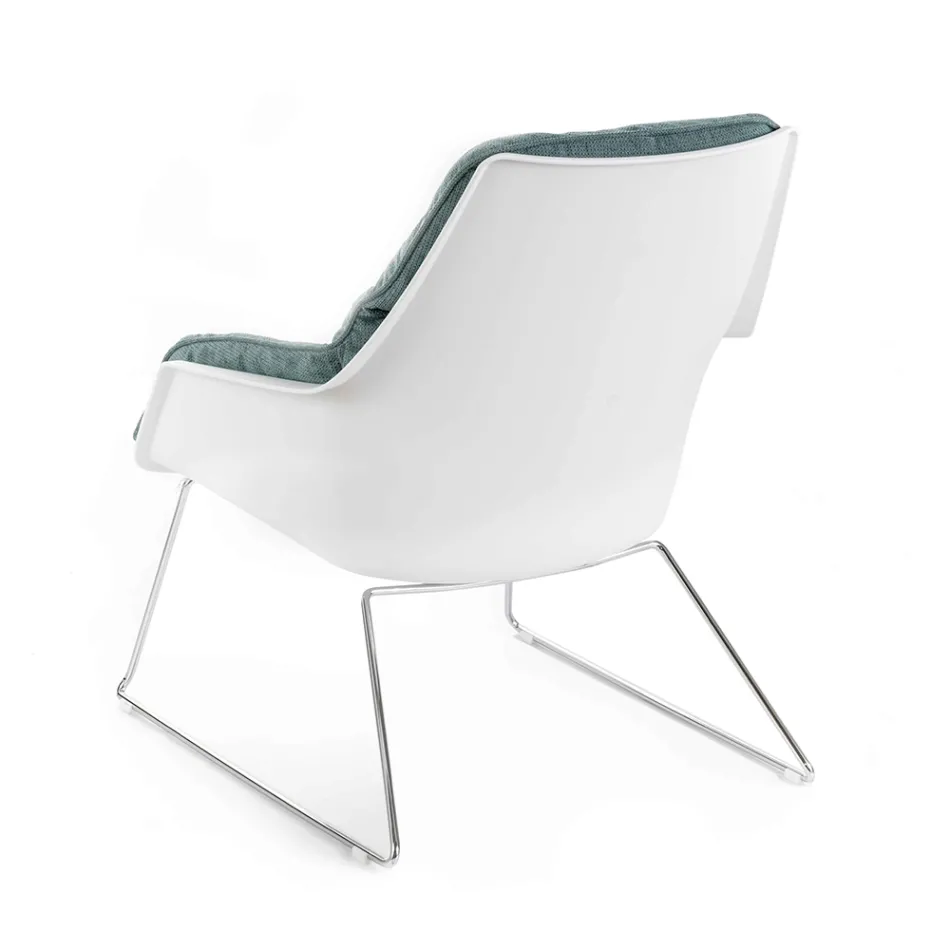 Fauteuil met metalen onderstel, structuur van polypropyleen en stoffen kussens - tablet Viadurini