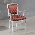 Fauteuil met armleuningen en structuur in wit gelakt hout Made in Italy - Cat