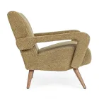 Fauteuil met armleuningen van rubberhout en zitting met woleffect - Patrizia Viadurini