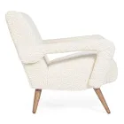 Fauteuil met armleuningen van rubberhout en zitting met woleffect - Patrizia Viadurini