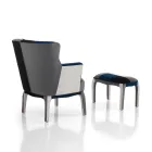 Fauteuil met poef in patchworkstof - Bromo Viadurini