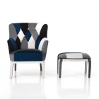 Fauteuil met poef in patchworkstof - Bromo Viadurini