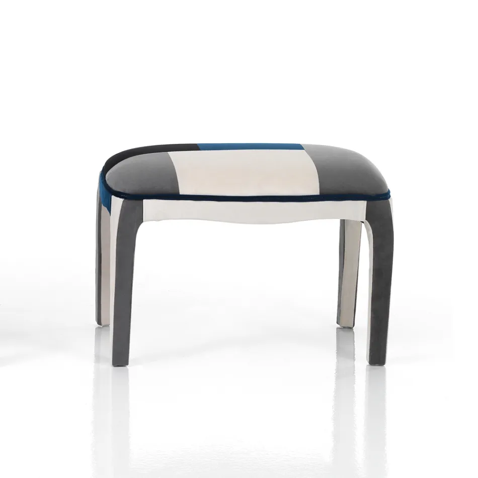 Fauteuil met poef in patchworkstof - Bromo Viadurini