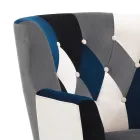 Fauteuil met poef in patchworkstof - Bromo Viadurini