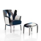 Fauteuil met poef in patchworkstof - Bromo Viadurini