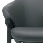 Fauteuil met stalen structuur en zitting van grafiet eco-leer Made in Italy - Reggio Viadurini