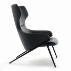 Fauteuil met stalen structuur en zitting van grafiet eco-leer Made in Italy - Reggio Viadurini