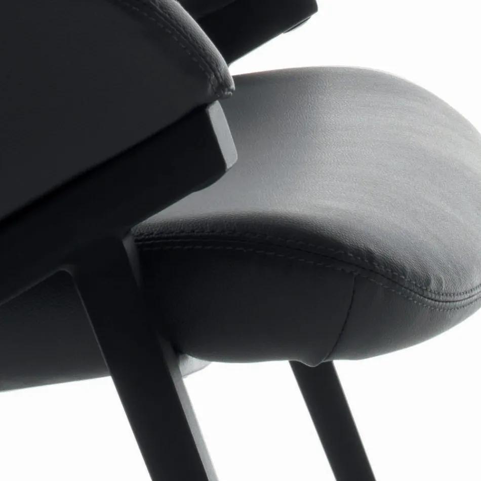 Fauteuil met stalen structuur en zitting van grafiet eco-leer Made in Italy - Reggio Viadurini