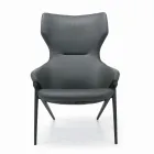 Fauteuil met stalen structuur en zitting van grafiet eco-leer Made in Italy - Reggio Viadurini