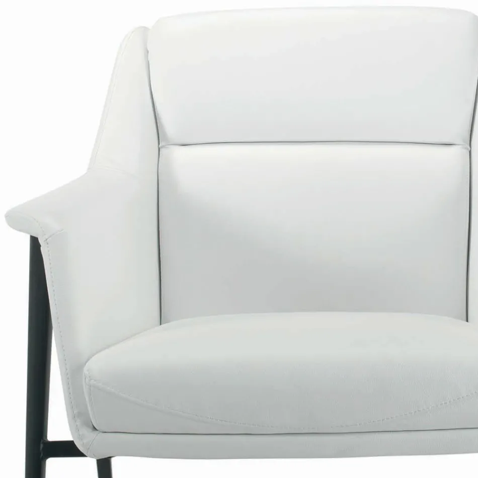 Fauteuil met zwarte stalen structuur en zitting van eco-leer Made in Italy - Modena Viadurini