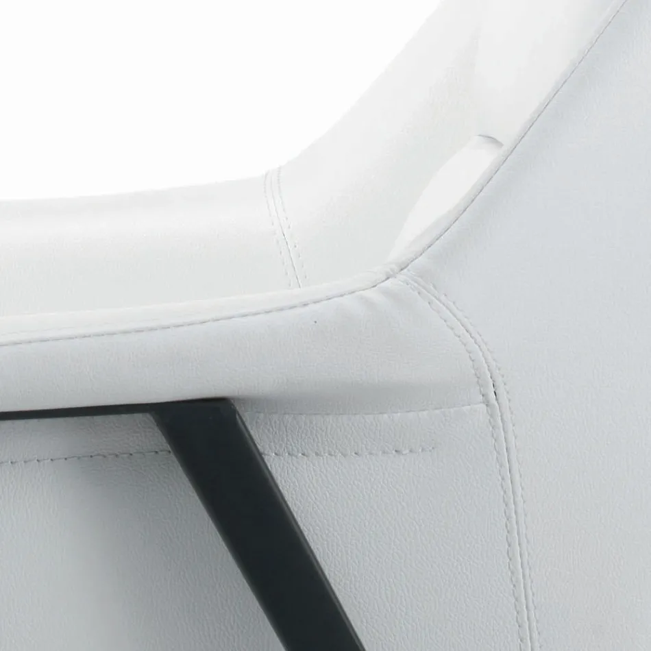 Fauteuil met zwarte stalen structuur en zitting van eco-leer Made in Italy - Modena Viadurini