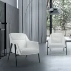 Fauteuil met zwarte stalen structuur en zitting van eco-leer Made in Italy - Modena Viadurini