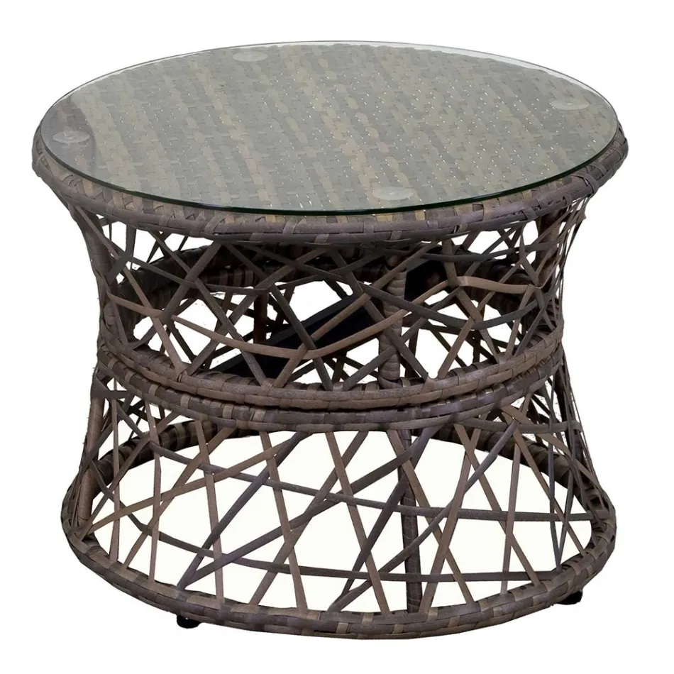 Fauteuil met aluminium frame bekleed met polyrattan en salontafel - Puntina Viadurini