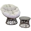 Fauteuil met aluminium frame bekleed met polyrattan en salontafel - Puntina