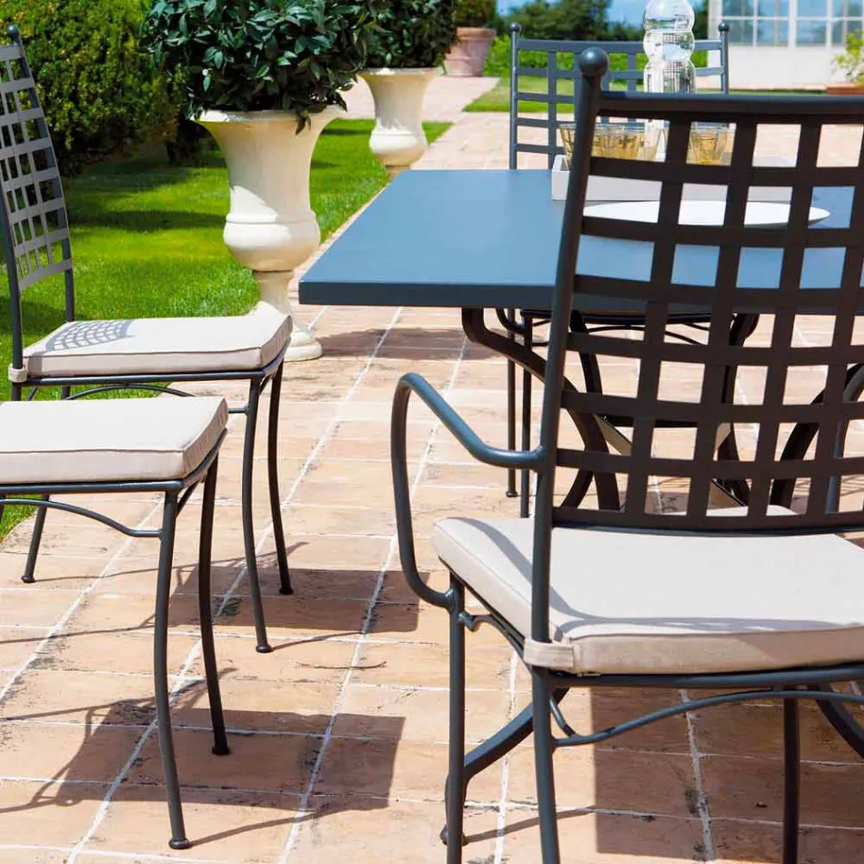 Stapelbare metalen fauteuil voor buiten, gemaakt in Italië, 4 stuks - Pira Viadurini