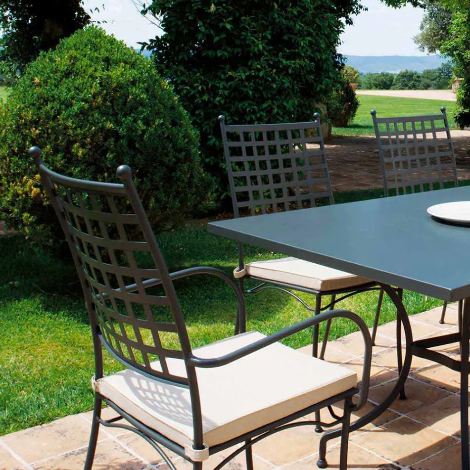 Stapelbare metalen fauteuil voor buiten, gemaakt in Italië, 4 stuks - Pira Viadurini