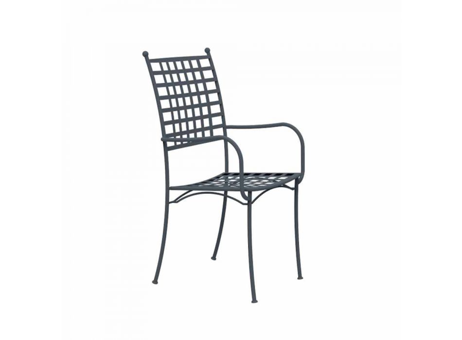 Stapelbare metalen fauteuil voor buiten, gemaakt in Italië, 4 stuks - Pira Viadurini