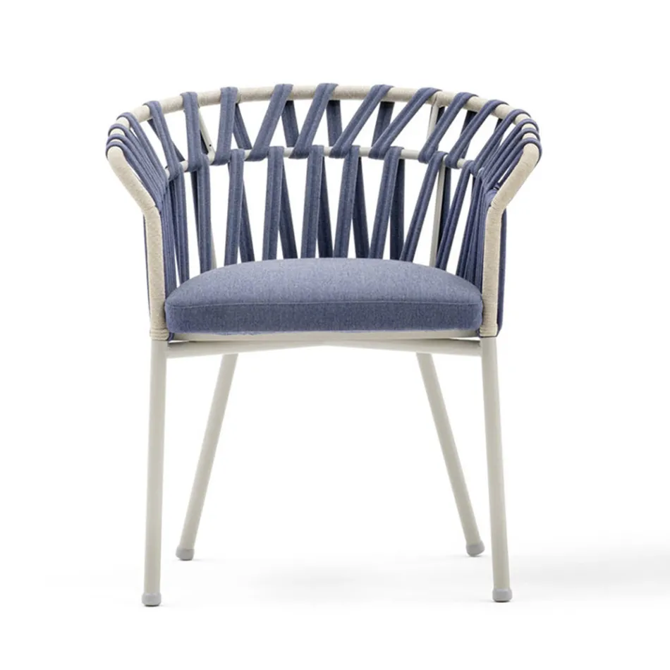 Buitenfauteuil in touw, stof en aluminium - Emma Cross van Varaschin Viadurini