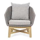 Buitenfauteuil van touwweven en teakhout, Homemotion - Callum Viadurini