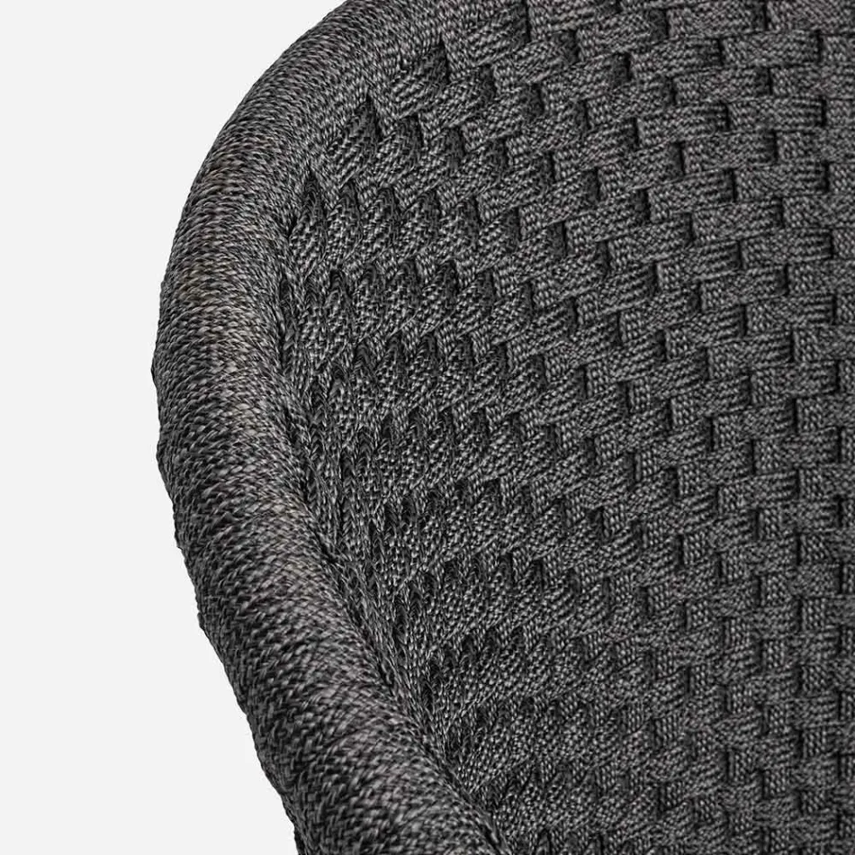 Buitenfauteuil van hout en touw met kussen, Homemotion, 2 stuks - Oskana Viadurini