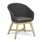 Buitenfauteuil van hout en touw met kussen, Homemotion, 2 stuks - Oskana Viadurini