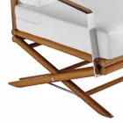 Buitenfauteuil in natuurlijk hout of glanzend of matzwart en kussen - Suzana Viadurini