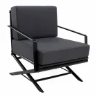 Buitenfauteuil in natuurlijk hout of glanzend of matzwart en kussen - Suzana Viadurini