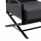 Buitenfauteuil in natuurlijk hout of glanzend of matzwart en kussen - Suzana Viadurini