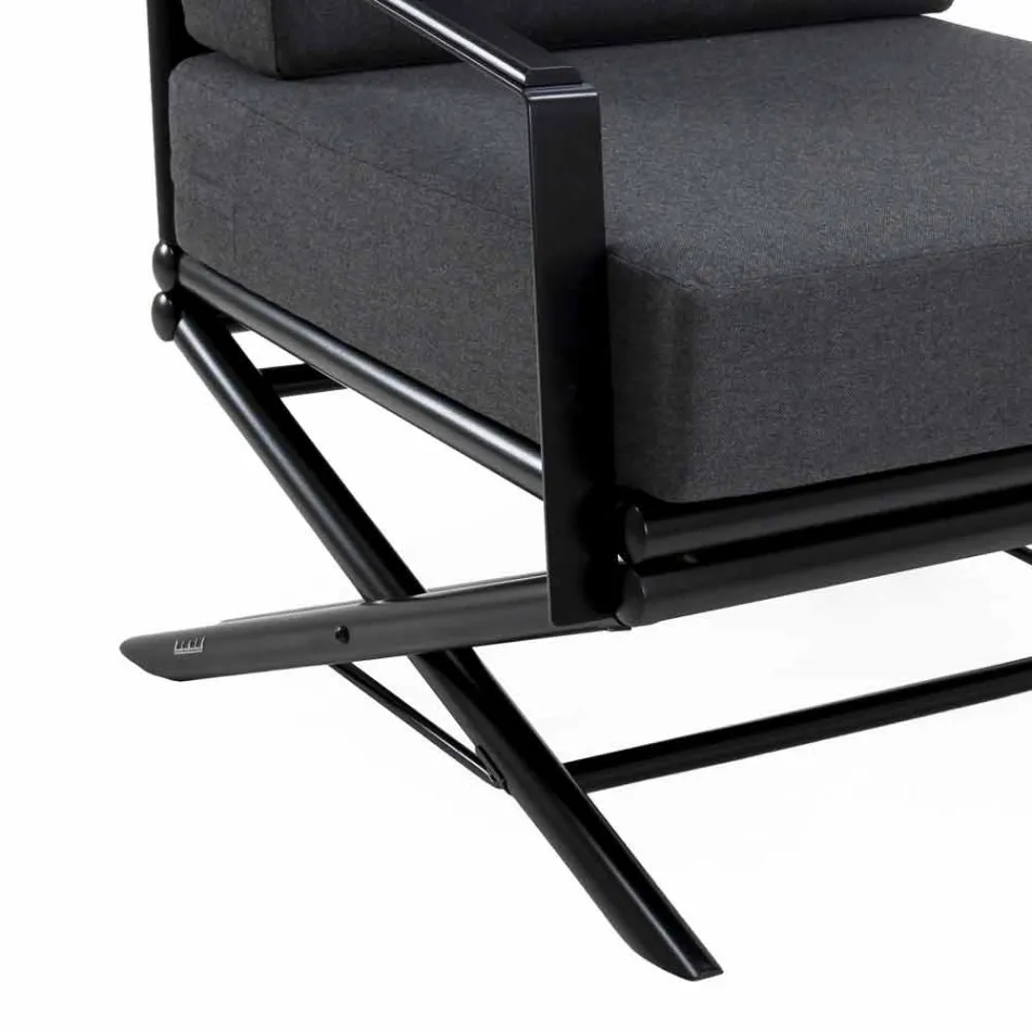 Buitenfauteuil in natuurlijk hout of glanzend of matzwart en kussen - Suzana Viadurini