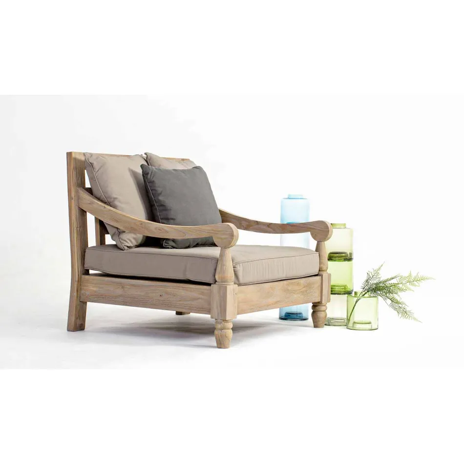 Homemotion - Nusadua Classic Design fauteuil voor buiten in teakhout Viadurini