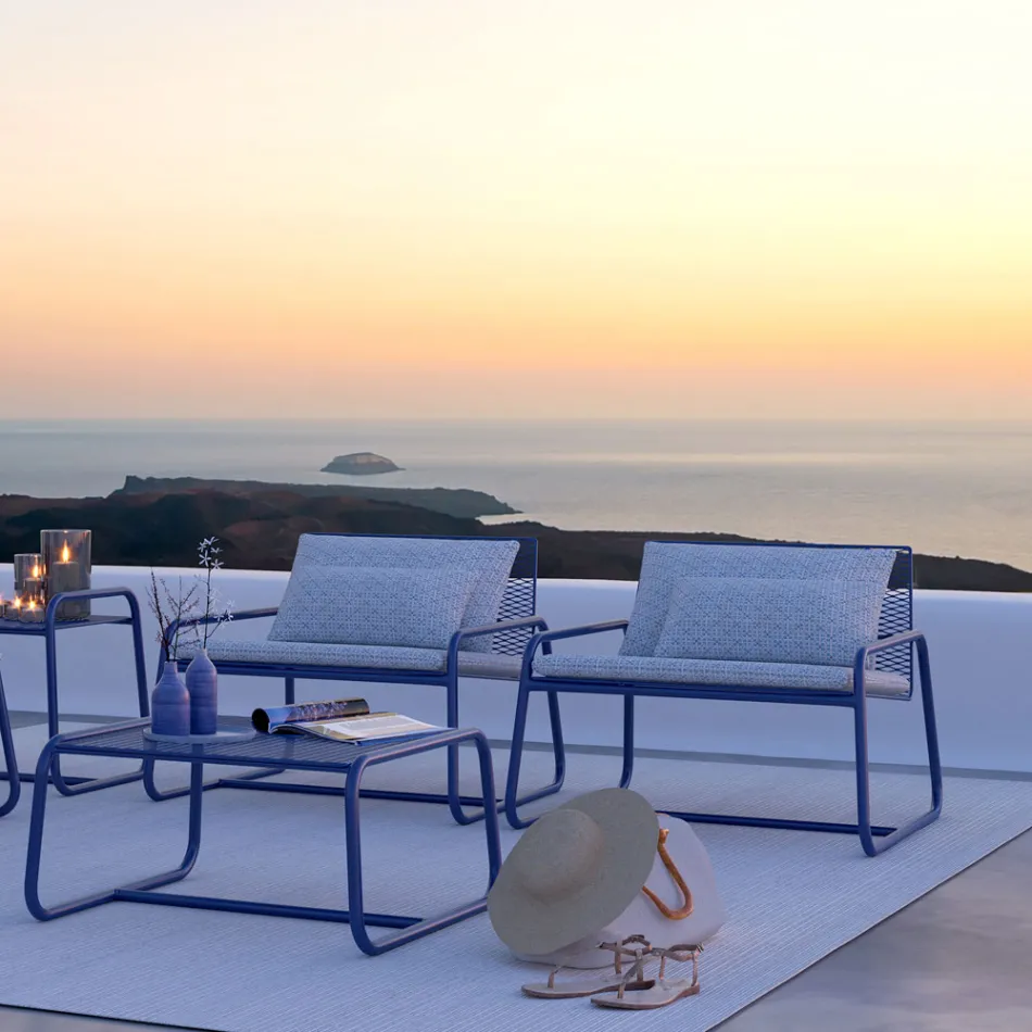 Metalen buitenfauteuil met luxe kussen Made in Italy - Karol Viadurini