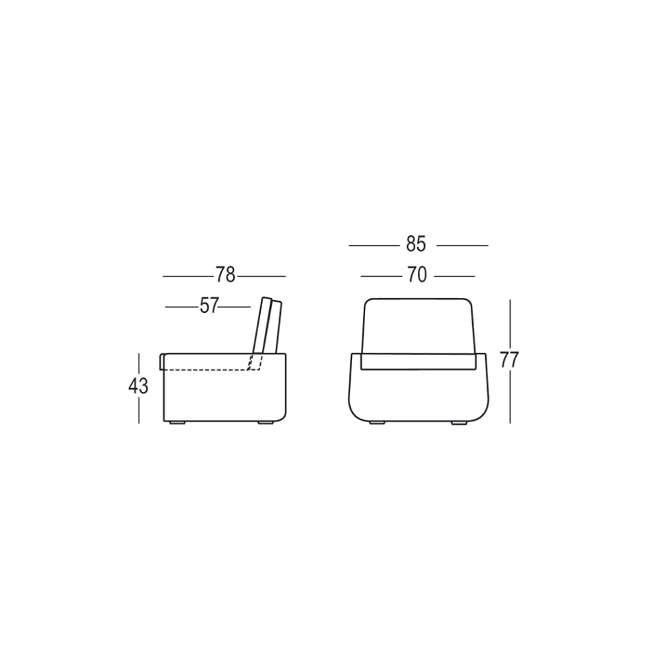 Buitenfauteuil van polyethyleen met stoffen kussen Made in Italy - Belida Viadurini