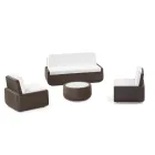 Buitenfauteuil van polyethyleen met stoffen kussen Made in Italy - Belida Viadurini