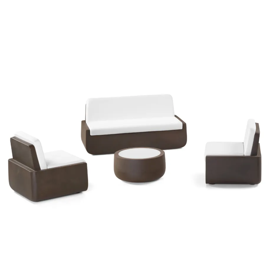 Buitenfauteuil van polyethyleen met stoffen kussen Made in Italy - Belida Viadurini