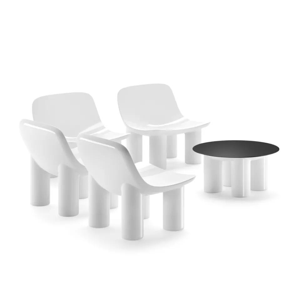 Buitenfauteuil in polyethyleen met kussen Made in Italy - Freccia Viadurini