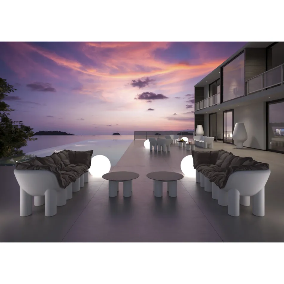 Buitenfauteuil in polyethyleen met kussen Made in Italy - Freccia Viadurini