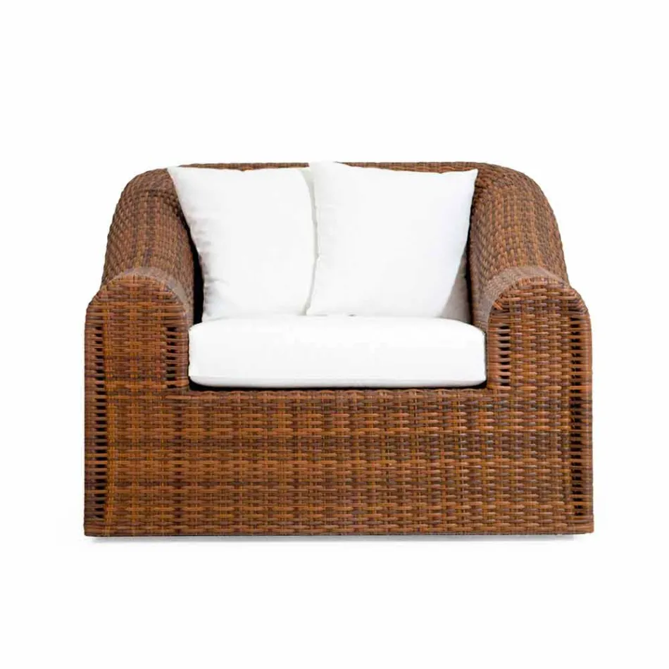 Outdoor leunstoel polyethyleen geweven ontwerp van de hand Cooper Viadurini