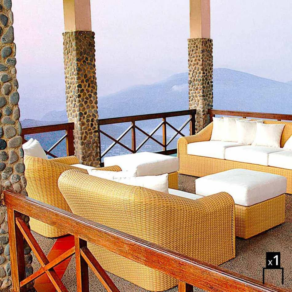 Outdoor leunstoel polyethyleen geweven ontwerp van de hand Cooper Viadurini