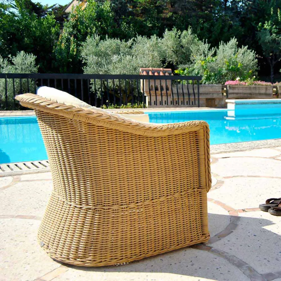 Outdoor Polyethyleen fauteuil met de hand geweven Naomi Viadurini