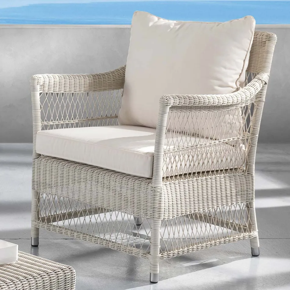 Outdoor fauteuil in handgeweven polyrotan - Gigi Viadurini