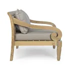 Outdoor teakhouten fauteuil met stoffen kussens, Homemotion - Tatyana Viadurini