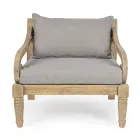 Outdoor teakhouten fauteuil met stoffen kussens, Homemotion - Tatyana Viadurini