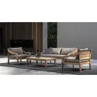 Outdoor teakhouten fauteuil met stoffen kussens, Homemotion - Tatyana Viadurini